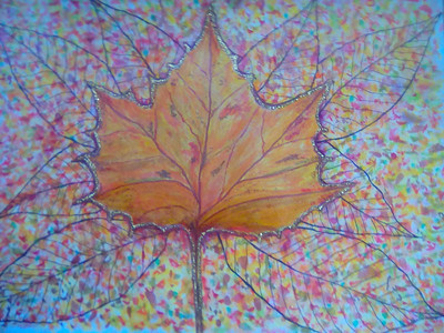 Janet S. Autumn colours, watercolour brush pen and glitter. 10.20 .jpg